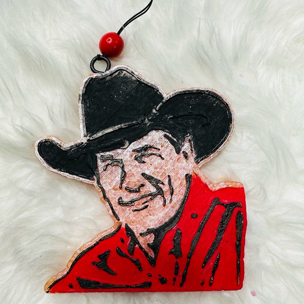 George Straight Car Freshie / Large Size 5 x 4.5 inches  Red Shirt